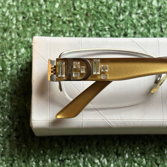 Christian Dior Gold Baguette Jeweled CD3706 NLY 53MM Glasses Frames with Case - Picture 3 of 9